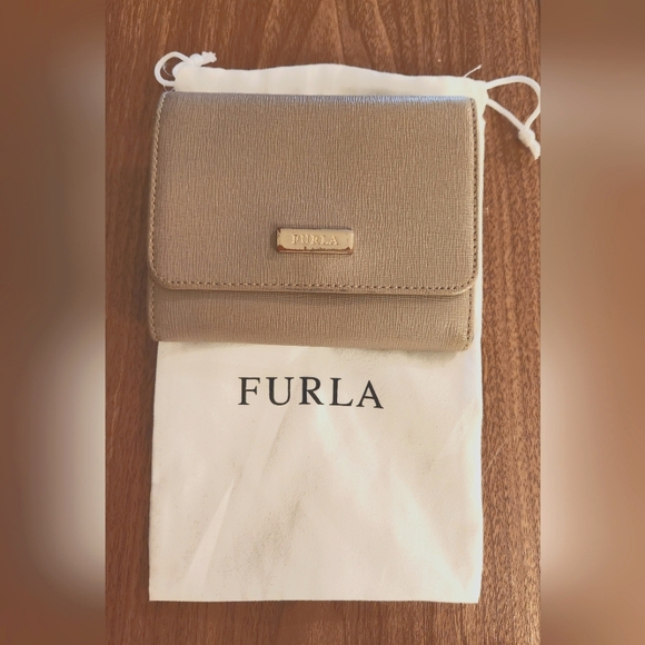 Furla Handbags - Furla Beige Saffiano Classic Medium Trifold Wallet w/ Dust Bag-Very clean EUC